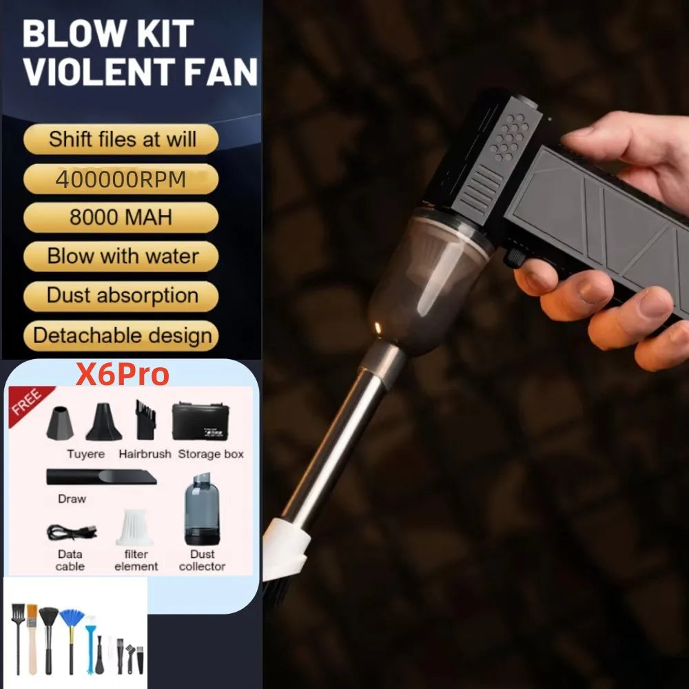 Souffleur d’Air Puissant 300000RPM – Aspirateur & Blower Rechargeable Type-C, Turbo Jet 53m/s, Moteur Brushless