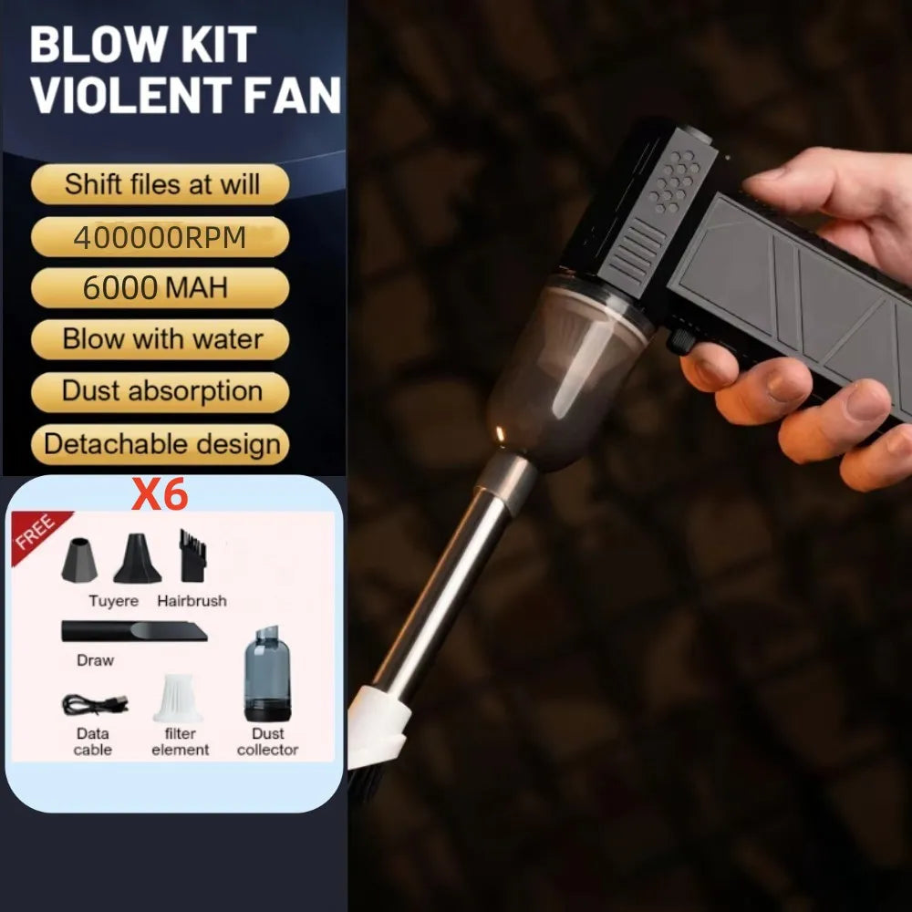Souffleur d’Air Puissant 300000RPM – Aspirateur & Blower Rechargeable Type-C, Turbo Jet 53m/s, Moteur Brushless